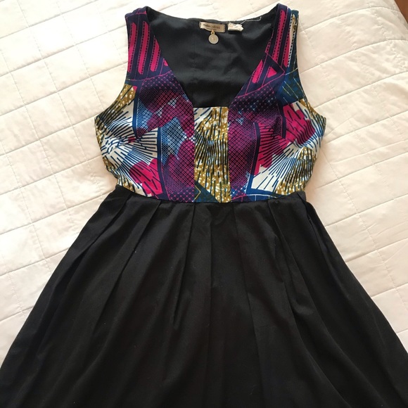Print midi dress. High waist, full skirt. - Picture 2 of 3